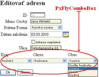 Obrzok zobrazenia PxFlyCombobox formulr